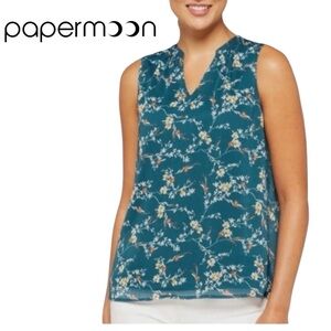 044 NWT Papermoon Lined Floral Vneck Sleeveless Top